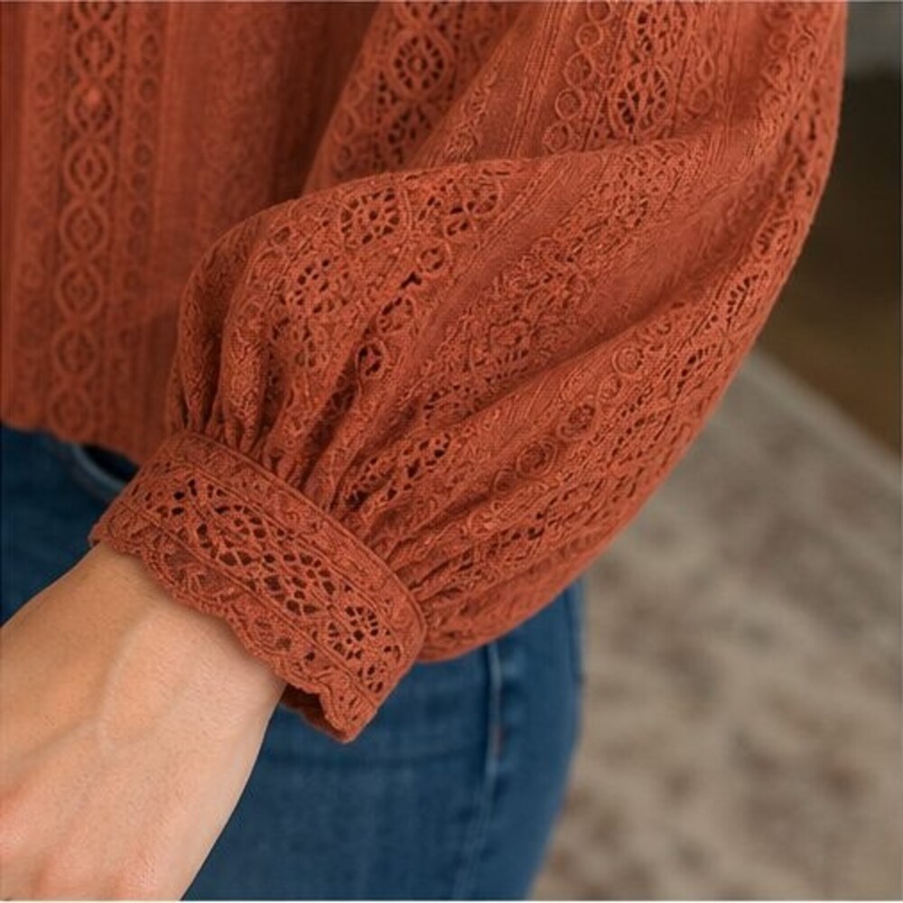 Rust Wrap Blouse - Picture 5 of 6